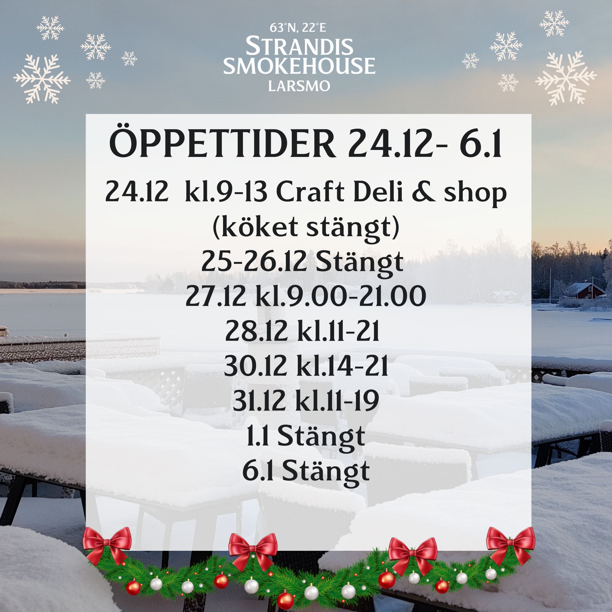 Christmas Opening Hours